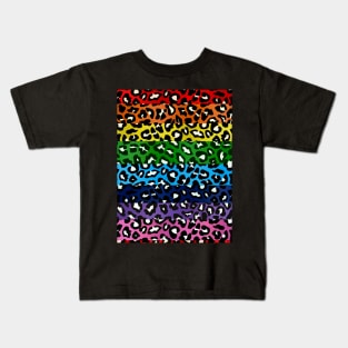 Rainbow Stripes Leopard Print Spots Kids T-Shirt